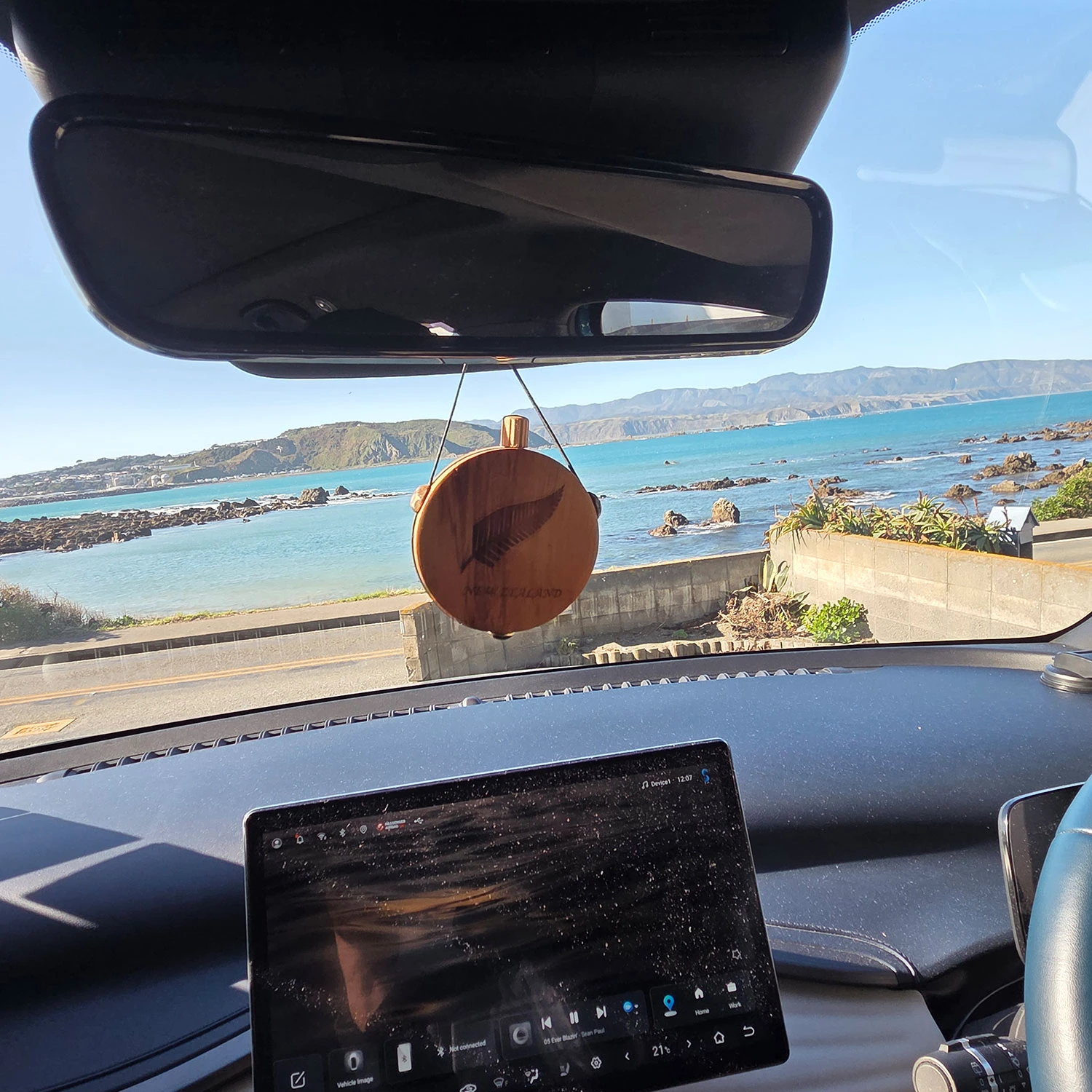 Natural car air freshener handcrafted from reclaimed New Zealand Rimu wood